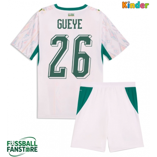 Senegal Pape Gueye #26 Replik Heimtrikot Kinder WM 2026 Kurzarm (+ Kurze Hosen)